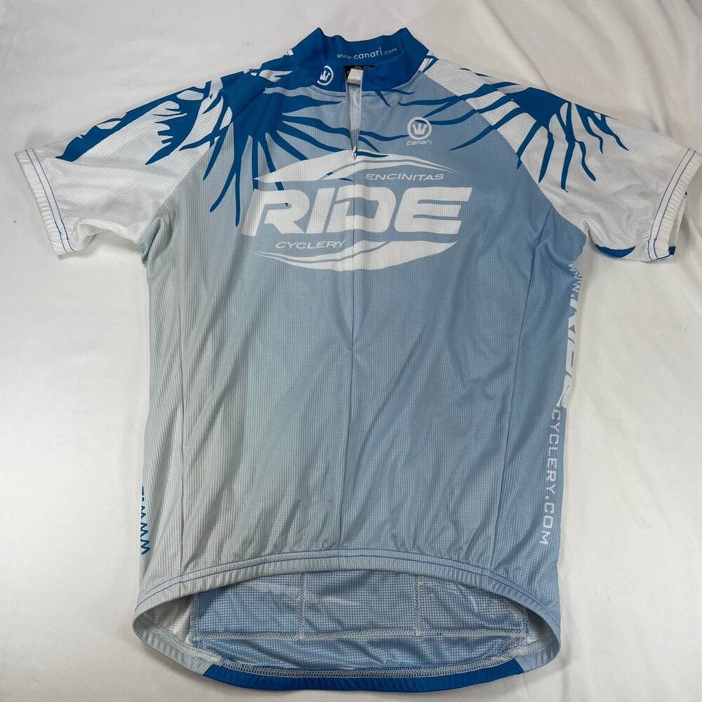 Canari Ride Cyclery Encinitas Cardiff Kook Cycling Jersey Blue White Men's Small